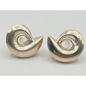 Vintage Patricia Von Musulin Clip On Modernist Chunky Earrings Sterling Silver